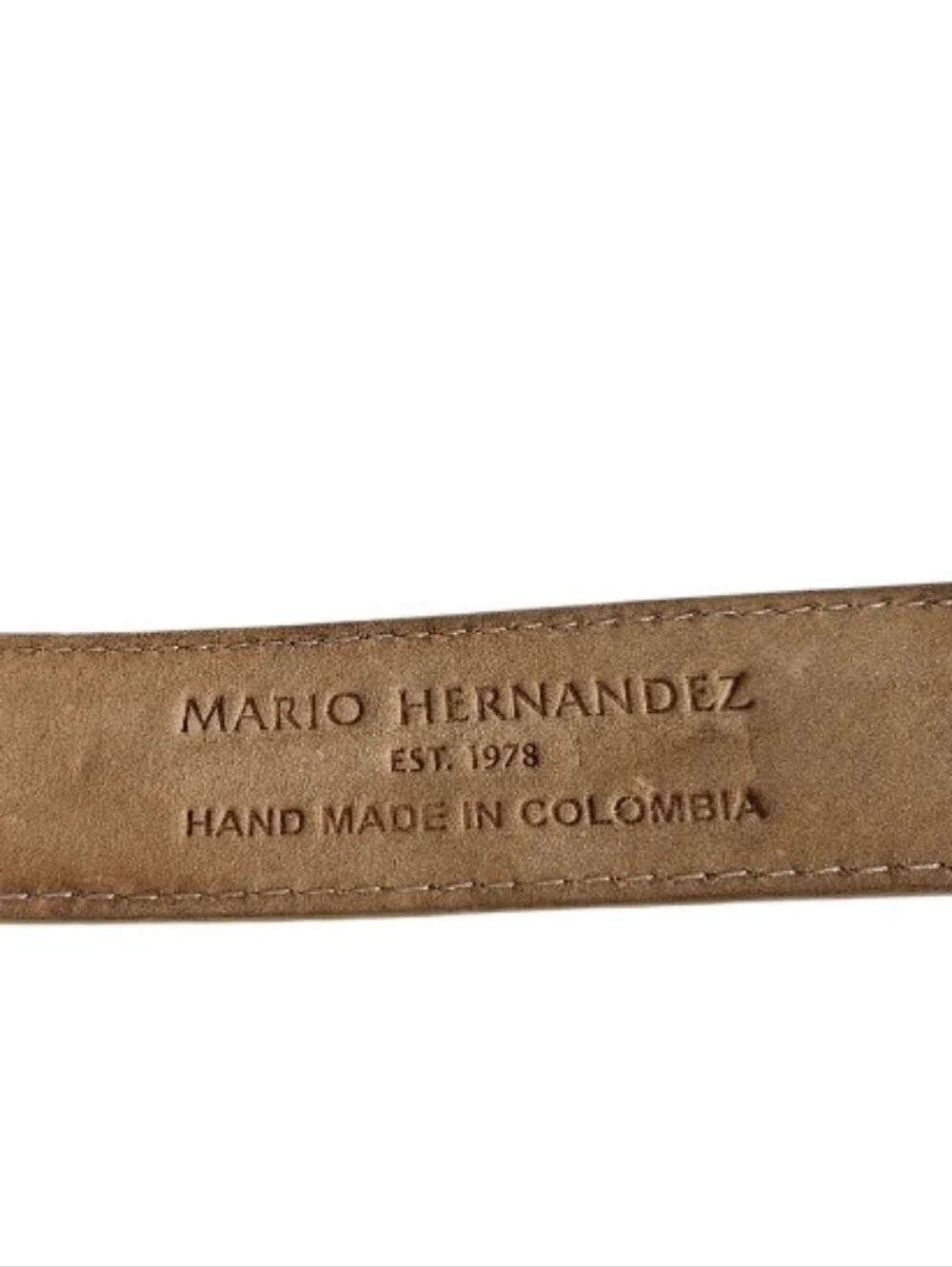 Mario Hernandez Men's Tan Leather Belt with Silver Buckle